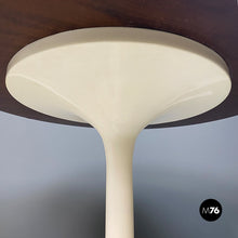 Load image into Gallery viewer, White plastic and wood round dining table, 1970s