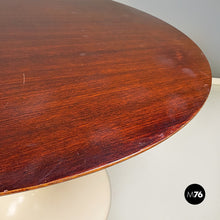 Load image into Gallery viewer, White plastic and wood round dining table, 1970s