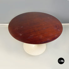 Load image into Gallery viewer, White plastic and wood round dining table, 1970s