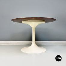 Load image into Gallery viewer, White plastic and wood round dining table, 1970s