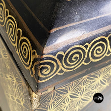 Load image into Gallery viewer, Oriental black wood vases or sculptures with decorations, 1950s