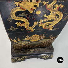 Load image into Gallery viewer, Oriental black wood vases or sculptures with decorations, 1950s