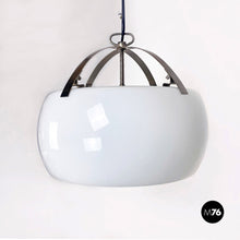 Load image into Gallery viewer, Opal glass and metal Omega chandelier by Vico Magistretti for Artemide, 1962