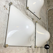 将图片加载到图库查看器,Aluminum and white plastic wall lamps by Martinelli Luce, 1970s