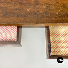 Load image into Gallery viewer, Antique solid wood and brass details dining table or desk, 1900s