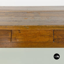 Load image into Gallery viewer, Antique solid wood and brass details dining table or desk, 1900s