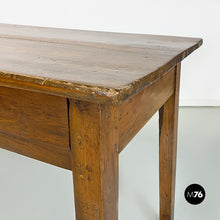 Load image into Gallery viewer, Antique solid wood and brass details dining table or desk, 1900s