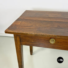 Load image into Gallery viewer, Antique solid wood and brass details dining table or desk, 1900s