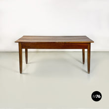 Load image into Gallery viewer, Antique solid wood and brass details dining table or desk, 1900s