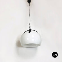Load image into Gallery viewer, Opaline glass and metal Omega chandelier by Vico Magistetti for Artemide, 1962