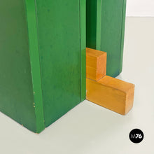 Load image into Gallery viewer, Natural and green wood coat stand with umbrella container, 1980s