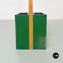 Load image into Gallery viewer, Natural and green wood coat stand with umbrella container, 1980s