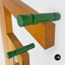 Load image into Gallery viewer, Natural and green wood coat stand with umbrella container, 1980s