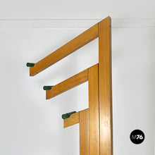 Load image into Gallery viewer, Natural and green wood coat stand with umbrella container, 1980s