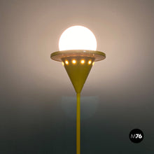 Load image into Gallery viewer, Yellow metal thin floor lamp, 1980s