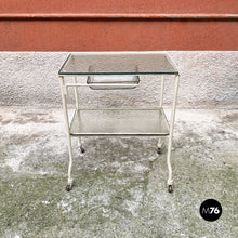 Carica l'immagine nel visualizzatore di Gallery, Glass and metal structure laboratory trolley on wheels, 1940s