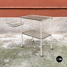 Carica l'immagine nel visualizzatore di Gallery, Glass and metal structure laboratory trolley on wheels, 1940s