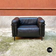 Carica l'immagine nel visualizzatore di Gallery, Black metal and leather Lc3 armchairs by Le Corbusier, Jeannaret and Perriand for Cassina, 1990s