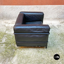 Carica l'immagine nel visualizzatore di Gallery, Black metal and leather Lc3 armchairs by Le Corbusier, Jeannaret and Perriand for Cassina, 1990s
