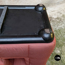 Load image into Gallery viewer, Pink fabric and black abs four pieces modular sofa, 1980s