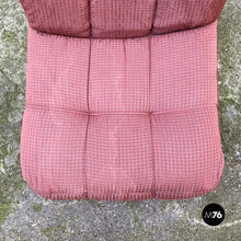 Load image into Gallery viewer, Pink fabric and black abs four pieces modular sofa, 1980s