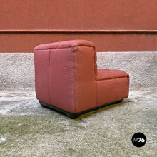 Load image into Gallery viewer, Pink fabric and black abs four pieces modular sofa, 1980s