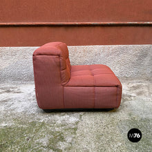 Load image into Gallery viewer, Pink fabric and black abs four pieces modular sofa, 1980s