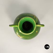 Charger l'image dans la galerie, Green ceramic vase with a circular motif by Deruda, 1940s