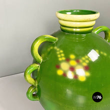 Charger l'image dans la galerie, Green ceramic vase with a circular motif by Deruda, 1940s
