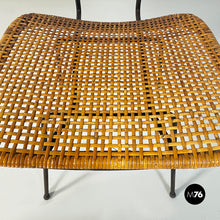 Load image into Gallery viewer, Wicker and black metal chairs, 1960s