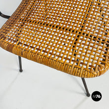 Load image into Gallery viewer, Wicker and black metal chairs, 1960s