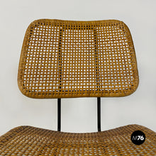 Load image into Gallery viewer, Wicker and black metal chairs, 1960s