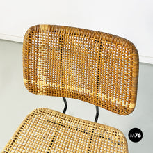 Load image into Gallery viewer, Wicker and black metal chairs, 1960s