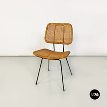Load image into Gallery viewer, Wicker and black metal chairs, 1960s