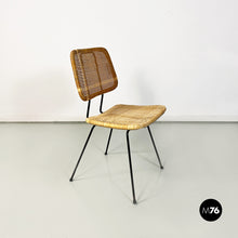 Load image into Gallery viewer, Wicker and black metal chairs, 1960s