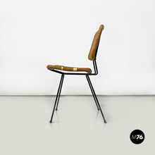 Load image into Gallery viewer, Wicker and black metal chairs, 1960s