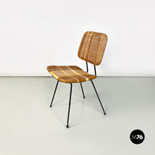 Load image into Gallery viewer, Wicker and black metal chairs, 1960s