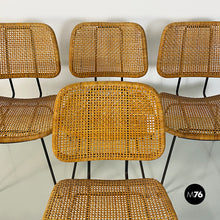 Load image into Gallery viewer, Wicker and black metal chairs, 1960s