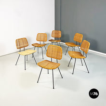 Load image into Gallery viewer, Wicker and black metal chairs, 1960s