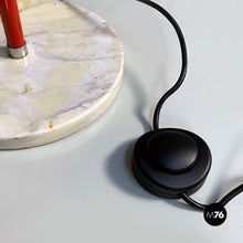 Load image into Gallery viewer, Red and chromed metal adjustable floor lamp with marble base, 1970s