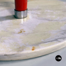 Load image into Gallery viewer, Red and chromed metal adjustable floor lamp with marble base, 1970s