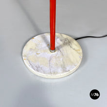 Load image into Gallery viewer, Red and chromed metal adjustable floor lamp with marble base, 1970s