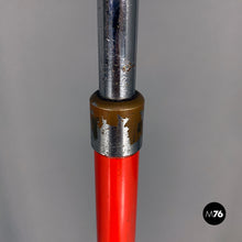 Load image into Gallery viewer, Red and chromed metal adjustable floor lamp with marble base, 1970s