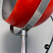 Load image into Gallery viewer, Red and chromed metal adjustable floor lamp with marble base, 1970s