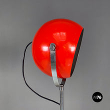 Load image into Gallery viewer, Red and chromed metal adjustable floor lamp with marble base, 1970s
