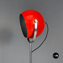Load image into Gallery viewer, Red and chromed metal adjustable floor lamp with marble base, 1970s