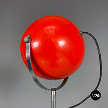 Load image into Gallery viewer, Red and chromed metal adjustable floor lamp with marble base, 1970s