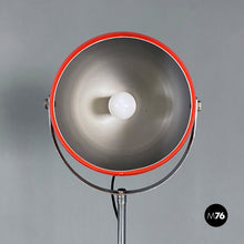 Load image into Gallery viewer, Red and chromed metal adjustable floor lamp with marble base, 1970s