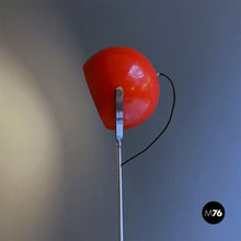 Load image into Gallery viewer, Red and chromed metal adjustable floor lamp with marble base, 1970s
