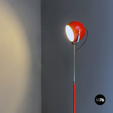 Load image into Gallery viewer, Red and chromed metal adjustable floor lamp with marble base, 1970s